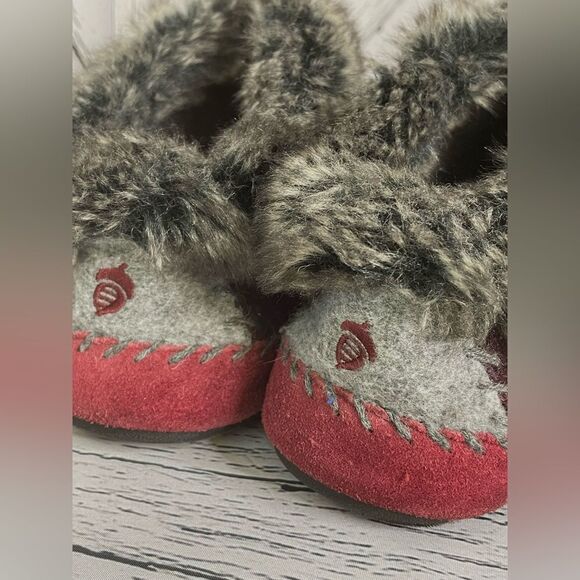 Acorn Wool & Suede Slippers Booties Burgundy 9.5-10.5 - Picture 4 of 7